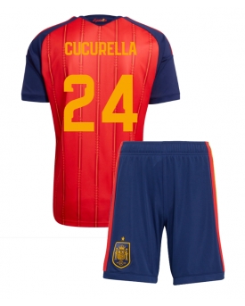 Billige Fotballdrakt Spania Marc Cucurella #24 Replika Hjemmedraktsett Barn VM 2026 Kortermet (med bukser)